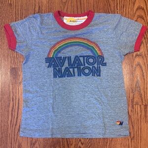 Aviator Nation Kids Gray Tee with Rainbow Accents